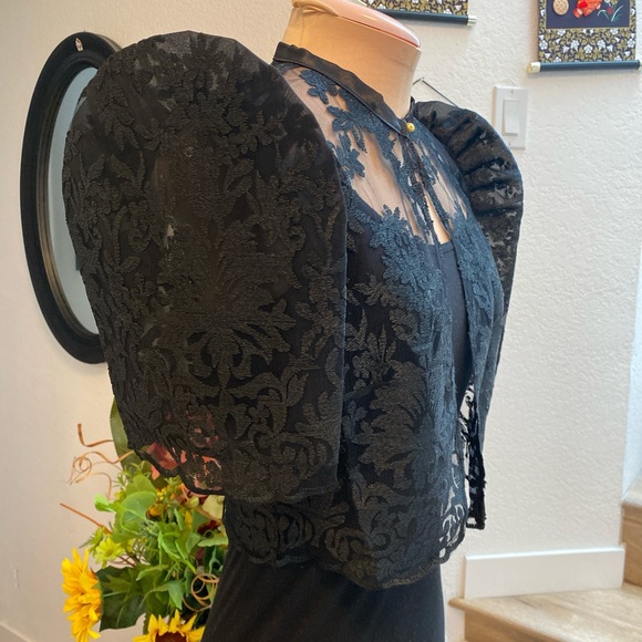 Black Sheer Lace Filipiniana Bolero Top - Picture 3 of 8